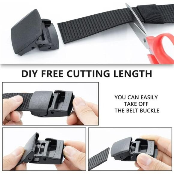 Mens Nylon Canvas Belt Adjustable No Metal Buckle Travel Work Golf Belt Fit - Picture 4 of 7